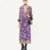 Rochie din șifon brodată cu pene Rochie din șifon brodată cu pene