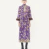 Rochie din șifon brodată cu pene Rochie din șifon brodată cu pene