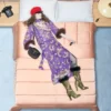 Rochie din șifon brodată cu pene Rochie din șifon brodată cu pene