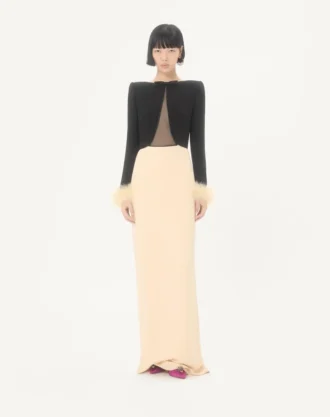 Rochie lungă Cady Couture cu pene