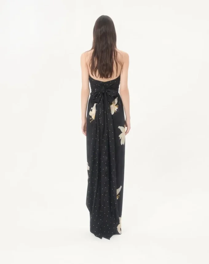 Rochie lungă din crep de Chine jacquard Apres L’Hiver Lilium Rochie lungă din crep de Chine jacquard Apres L’Hiver Lilium