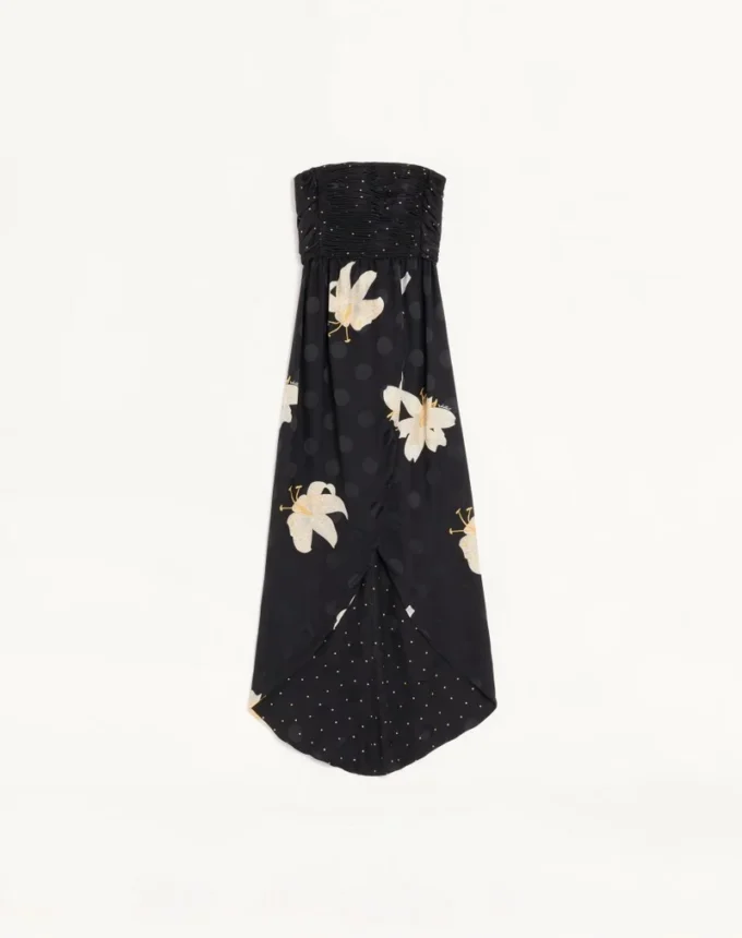 Rochie lungă din crep de Chine jacquard Apres L’Hiver Lilium Rochie lungă din crep de Chine jacquard Apres L’Hiver Lilium