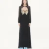 Rochie lungă din georgette brodată Rochie lungă din georgette brodată
