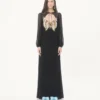 Rochie lungă din georgette brodată Rochie lungă din georgette brodată