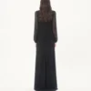 Rochie lungă din georgette brodată Rochie lungă din georgette brodată