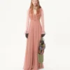 Rochie lungă din georgette deschisă Rochie lungă din georgette deschisă