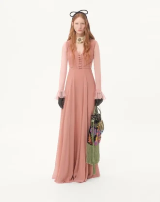 Rochie lungă din georgette deschisă