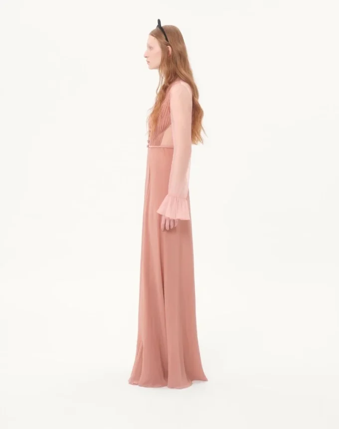 Rochie lungă din georgette deschisă Rochie lungă din georgette deschisă