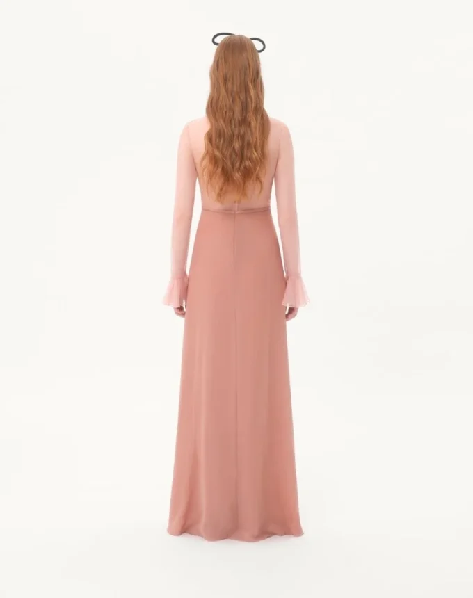 Rochie lungă din georgette deschisă Rochie lungă din georgette deschisă