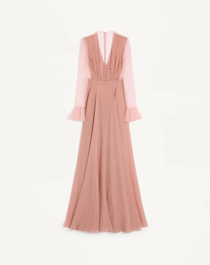 Rochie lungă din georgette deschisă Rochie lungă din georgette deschisă