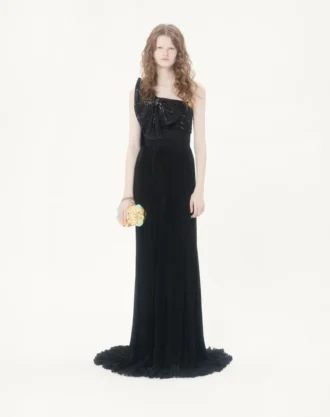 ROCHIE LUNGĂ DIN GEORGETTE UȘOARĂ BRODATĂ