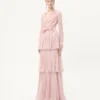 Rochie lungă din șifon creponat cu imprimeu Plus De Pois Rochie lungă din șifon creponat cu imprimeu Plus De Pois