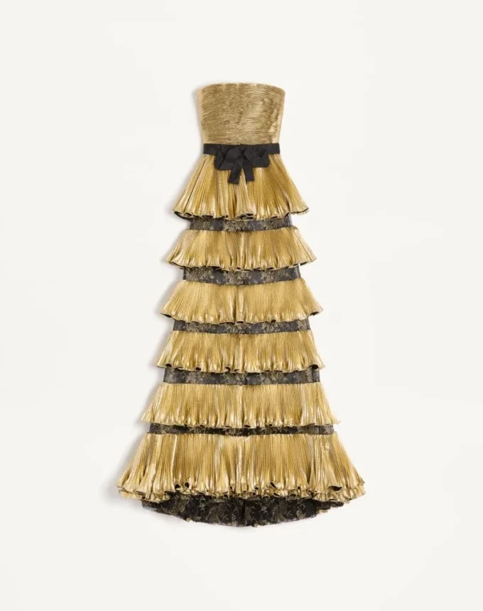 Rochie lungă din jacquard reps lamé Rochie lungă din jacquard reps lamé