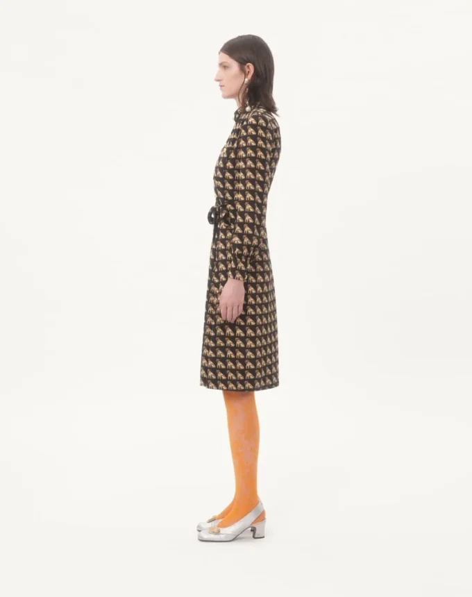 Rochie midi din crep de Chine cu imprimeu Petit Charles Rochie midi din crep de Chine cu imprimeu Petit Charles