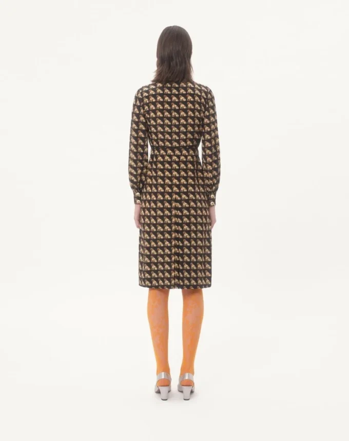 Rochie midi din crep de Chine cu imprimeu Petit Charles Rochie midi din crep de Chine cu imprimeu Petit Charles