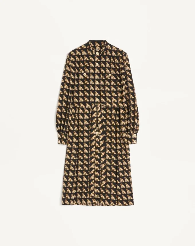 Rochie midi din crep de Chine cu imprimeu Petit Charles Rochie midi din crep de Chine cu imprimeu Petit Charles
