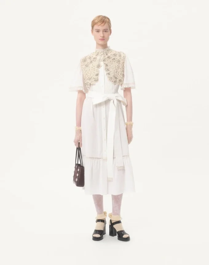 Rochie midi din muselină de bumbac Rochie midi din muselină de bumbac