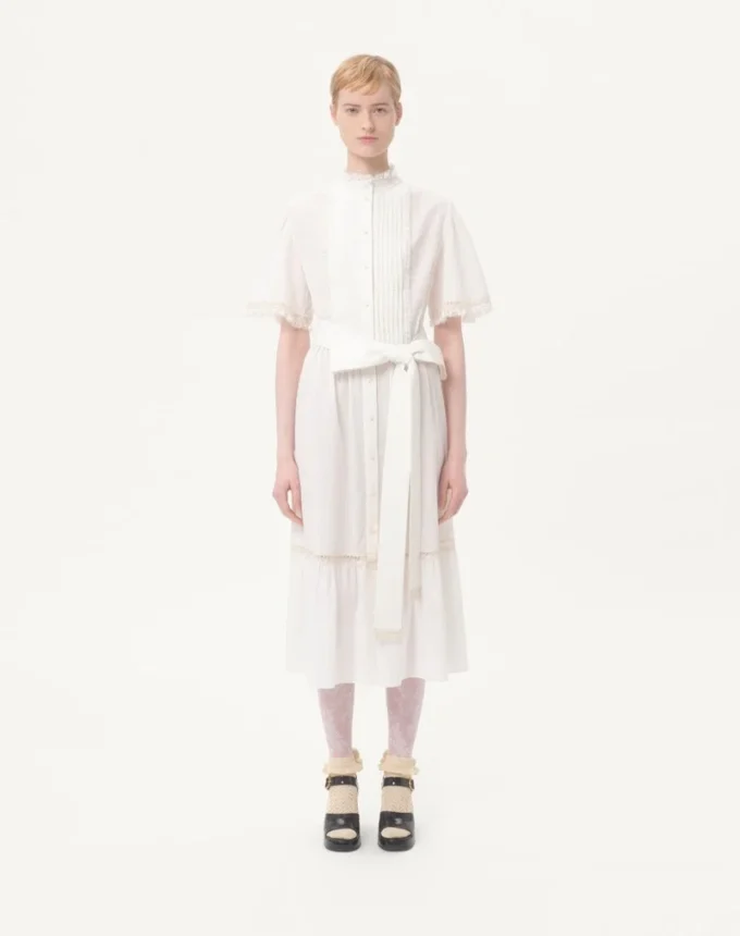 Rochie midi din muselină de bumbac Rochie midi din muselină de bumbac