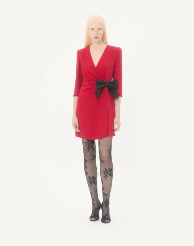 Rochie scurtă Cady Couture cu fundă din faille Rochie scurtă Cady Couture cu fundă din faille