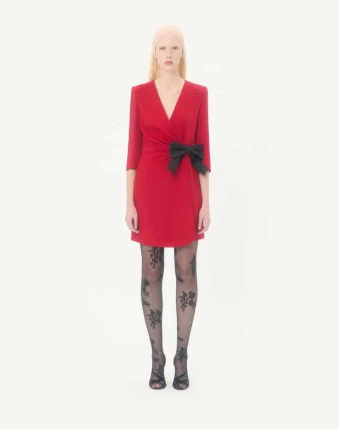 Rochie scurtă Cady Couture cu fundă din faille Rochie scurtă Cady Couture cu fundă din faille