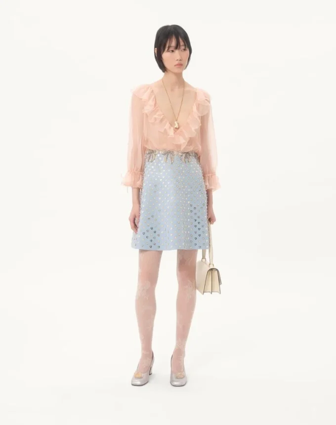 Rochie scurtă din crep brodat Couture Rochie scurtă din crep brodat Couture