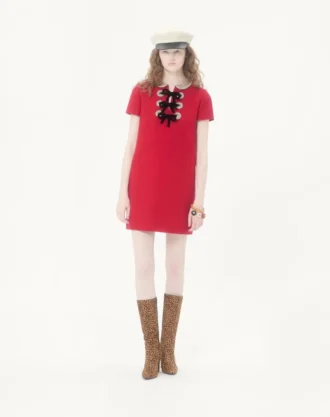 Rochie scurtă din crep brodat Couture