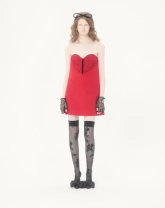 Rochie scurtă din crep brodat Couture