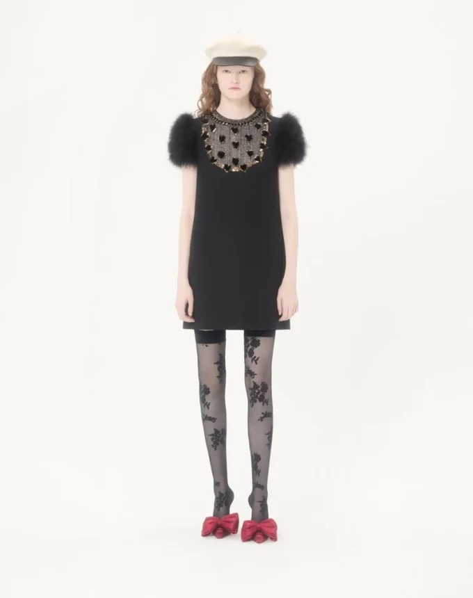 Rochie scurtă din crep brodat Couture Rochie scurtă din crep brodat Couture