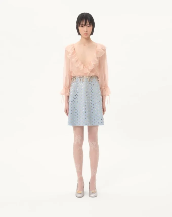 Rochie scurtă din crep brodat Couture Rochie scurtă din crep brodat Couture