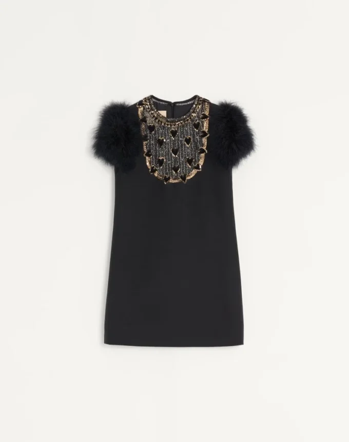 Rochie scurtă din crep brodat Couture Rochie scurtă din crep brodat Couture