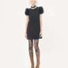 Rochie scurtă din crep couture cu pene Rochie scurtă din crep couture cu pene