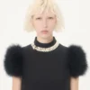 Rochie scurtă din crep couture cu pene Rochie scurtă din crep couture cu pene