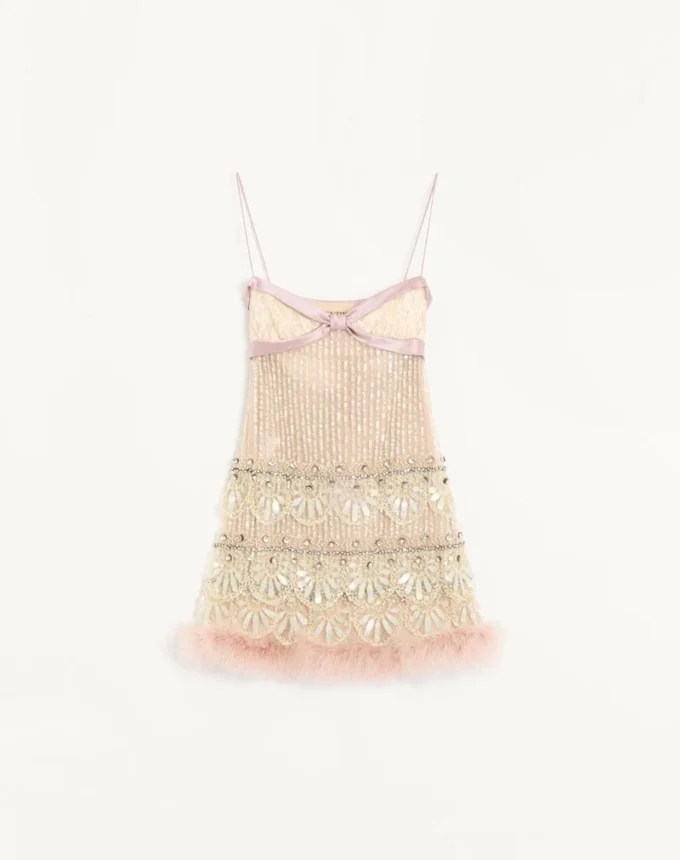 Rochie scurtă din tul brodat Illusione Rochie scurtă din tul brodat Illusione