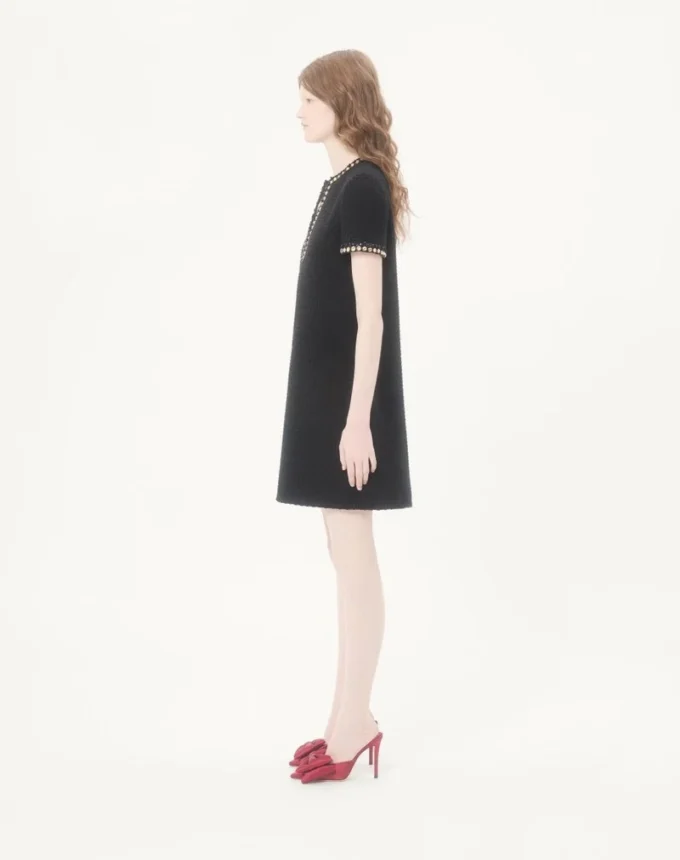 Rochie scurtă din tweed Canestrello brodat Rochie scurtă din tweed Canestrello brodat