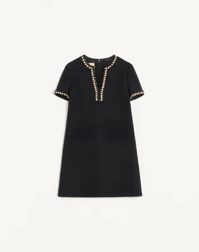 Rochie scurtă din tweed Canestrello brodat Rochie scurtă din tweed Canestrello brodat