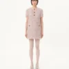 Rochie scurtă din tweed cu panglici brodate Rochie scurtă din tweed cu panglici brodate