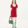Rochie scurtă din tweed de lână simplu Rochie scurtă din tweed de lână simplu