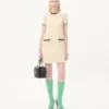 Rochie scurtă din tweed de lână simplu Rochie scurtă din tweed de lână simplu