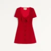 Rochie scurtă din tweed de lână simplu Rochie scurtă din tweed de lână simplu