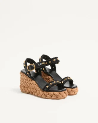 ROCKSTUD WEDGE DIN PIELE DE VIȚEL 100 MM