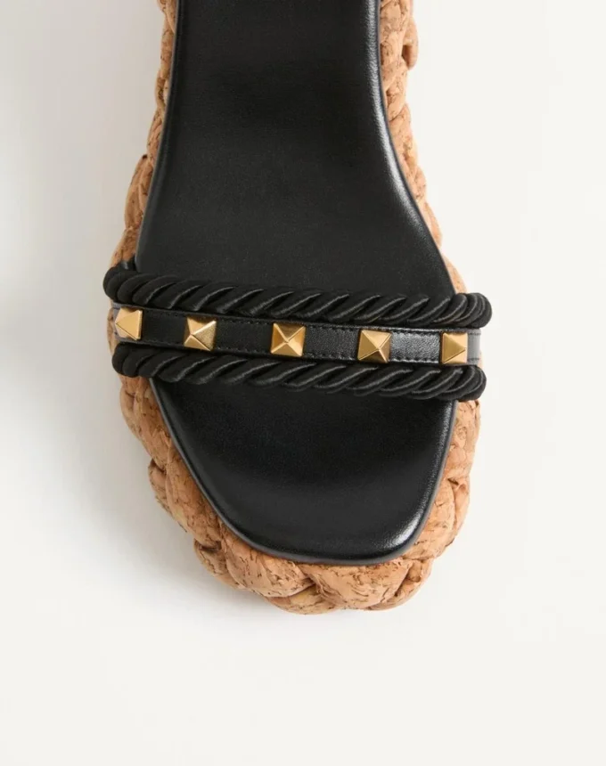 ROCKSTUD WEDGE DIN PIELE DE VIȚEL 100 MM ROCKSTUD WEDGE DIN PIELE DE VIȚEL 100 MM