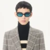 Sacou din lână cu două rânduri de nasturi și model în carouri Valentino