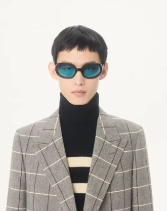 Sacou din lână cu două rânduri de nasturi și model în carouri Valentino