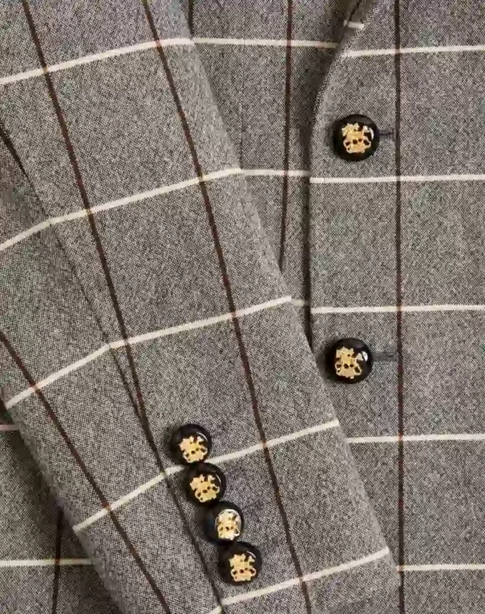 Sacou din lână cu două rânduri de nasturi și model în carouri Valentino
