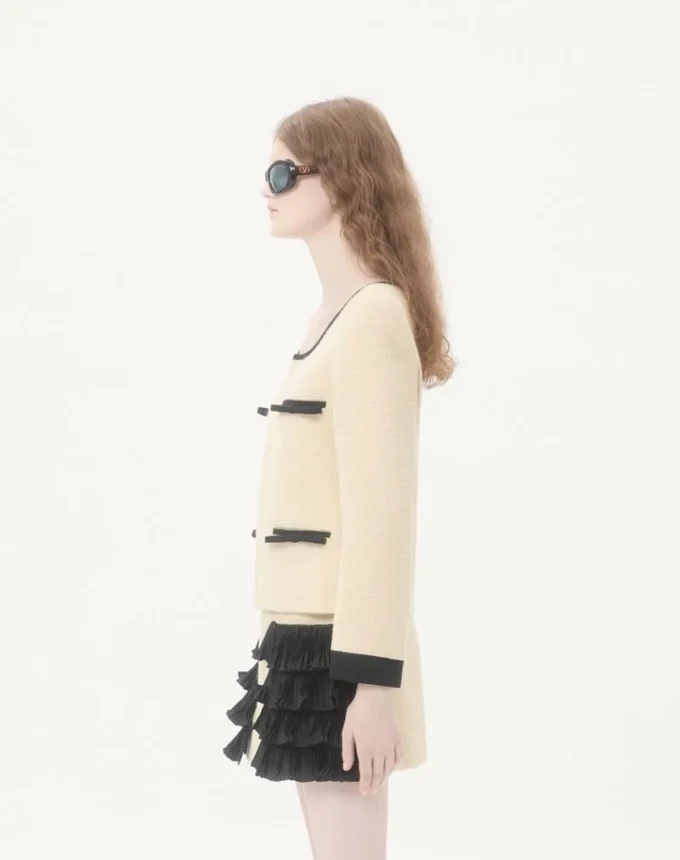 Sacou din lână tweed simplu Sacou din lână tweed simplu