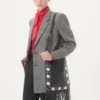 Sacou Valentino cu două rânduri de nasturi din lână Natté Boutonné