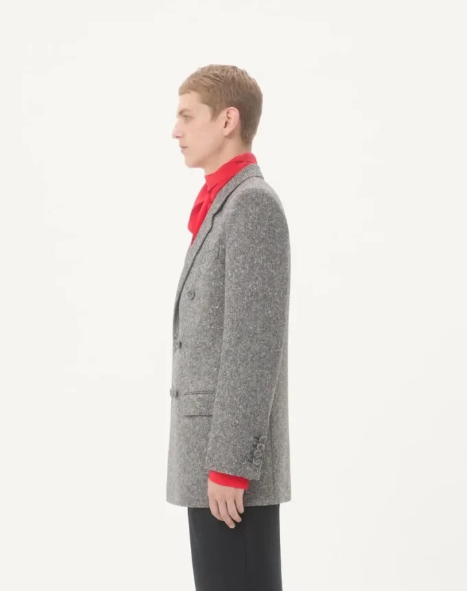 Sacou Valentino cu două rânduri de nasturi din lână Natté Boutonné