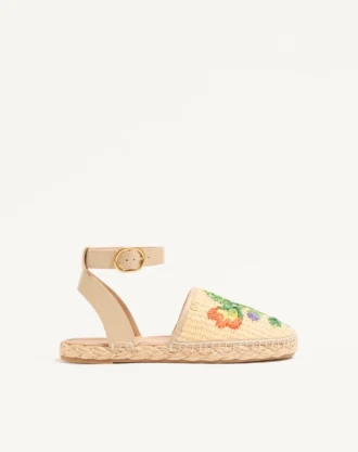 Sandale Bribri din rafie cu broderie florală
