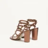 Sandale cu baretă din piele de vițel metalizată Rockstud, 90 mm