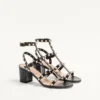 Sandale cu baretă la gleznă Rockstud din piele de vițel 60 mm